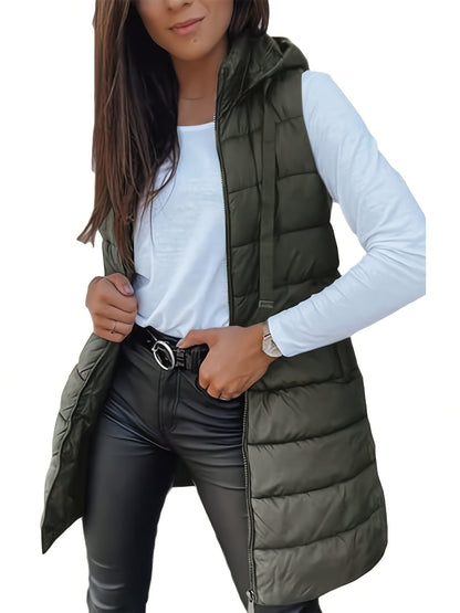 PREORDER - Cozy Essentials Zip Up Hooded Vest Coat (PLUS)