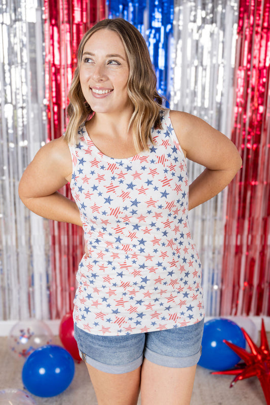 Michelle Mae Ava Tank - American Stars and Stripes
