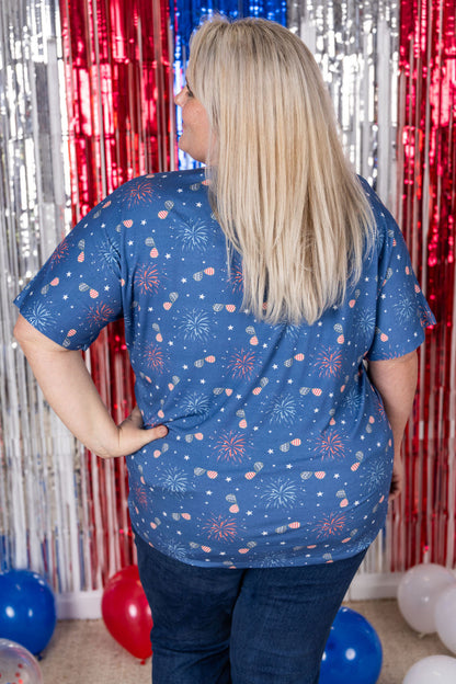 Michelle Mae Chloe Cozy Tee - Aviators and Fireworks
