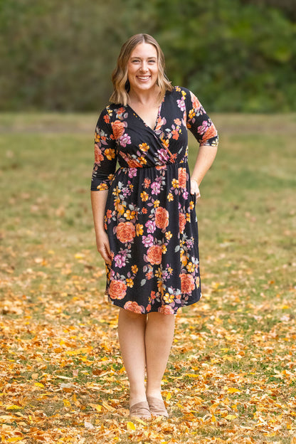 Michelle Mae Taylor Dress - Black Fall Floral Mix