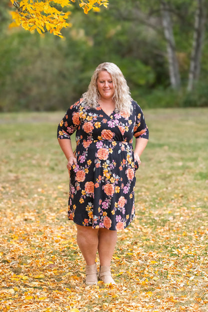 Michelle Mae Taylor Dress - Black Fall Floral Mix