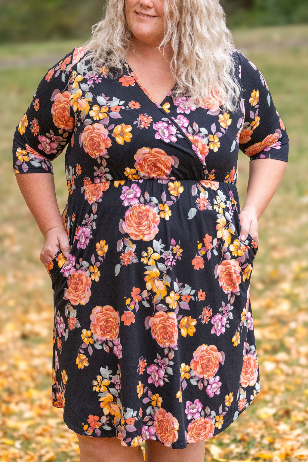 Michelle Mae Taylor Dress - Black Fall Floral Mix