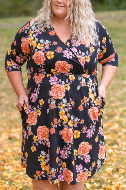 Michelle Mae Taylor Dress - Black Fall Floral Mix