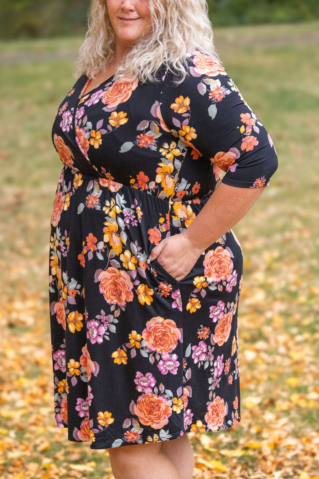 Michelle Mae Taylor Dress - Black Fall Floral Mix