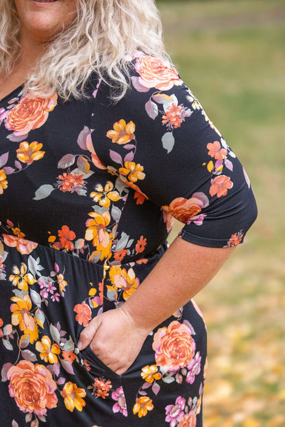 Michelle Mae Taylor Dress - Black Fall Floral Mix