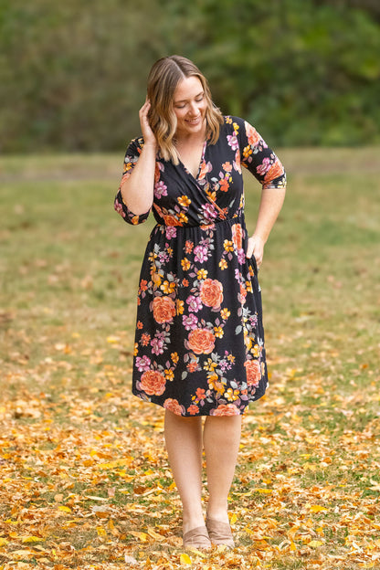 Michelle Mae Taylor Dress - Black Fall Floral Mix