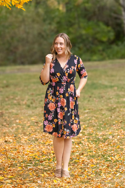 Michelle Mae Taylor Dress - Black Fall Floral Mix