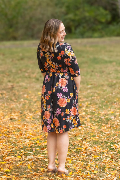 Michelle Mae Taylor Dress - Black Fall Floral Mix