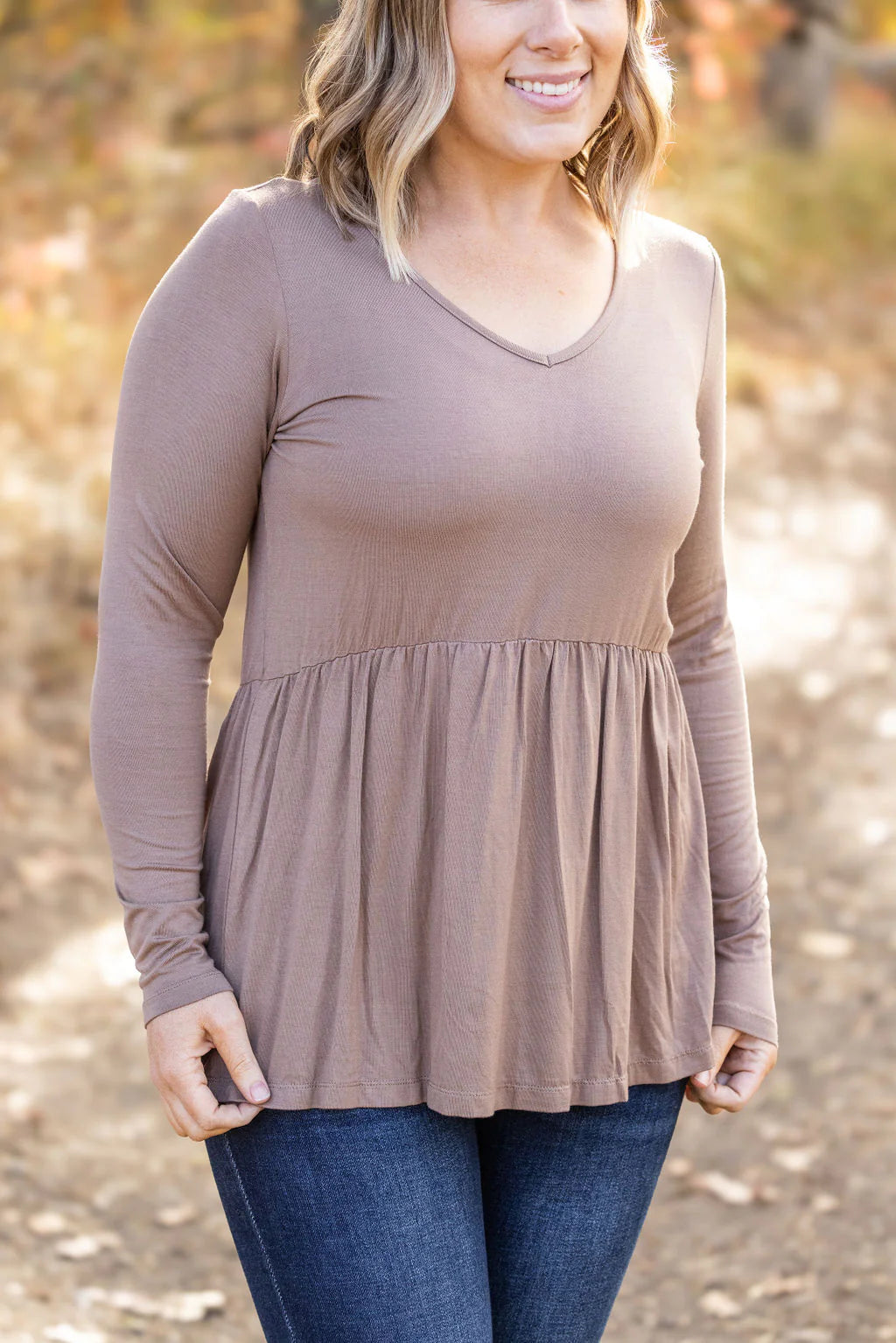 Michelle Mae Long Sleeve Sarah Ruffle - Mocha