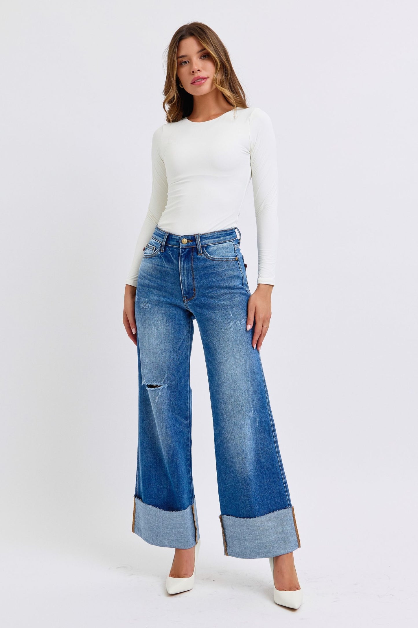 Rebel Chic High-Waist Wide-Leg Jeans