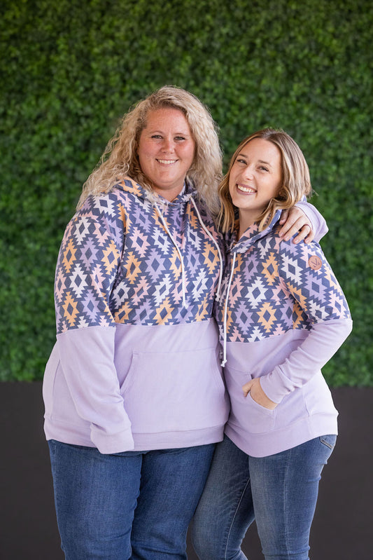 Michelle Mae Hailey Pullover Hoodie - Lavender and Dark Geometric MM EXCLUSIVE