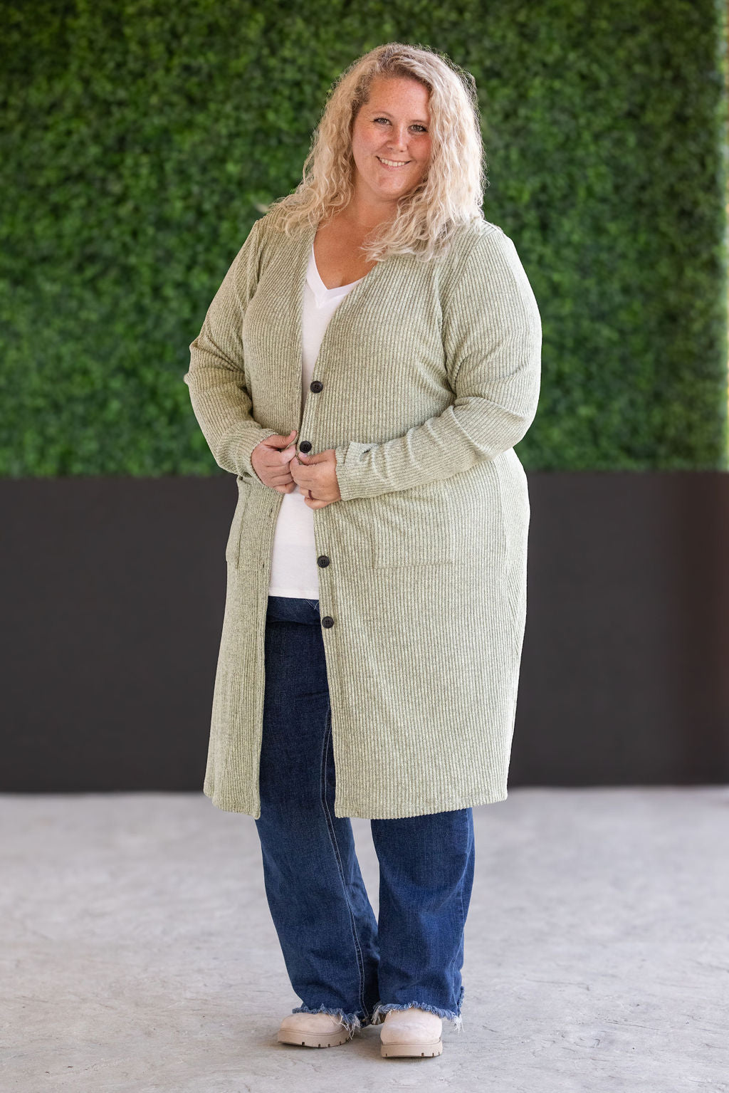 Michelle Mae Colbie Ribbed Cardigan - Pistachio