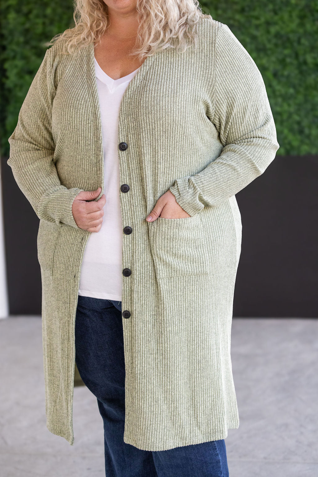 Michelle Mae Colbie Ribbed Cardigan - Pistachio