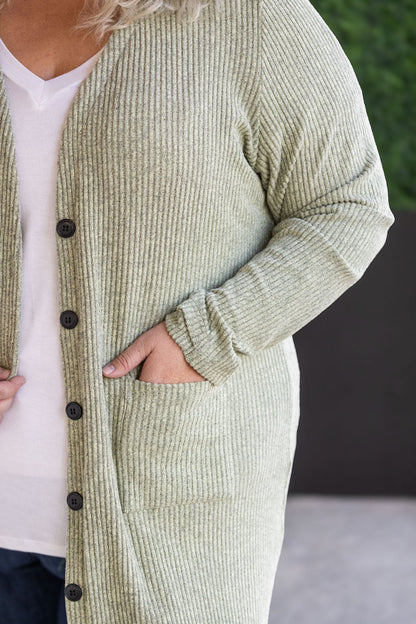 Michelle Mae Colbie Ribbed Cardigan - Pistachio