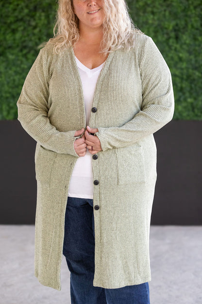 Michelle Mae Colbie Ribbed Cardigan - Pistachio