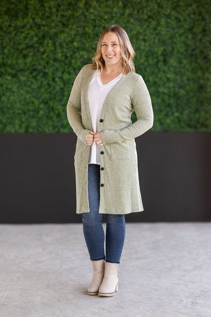 Michelle Mae Colbie Ribbed Cardigan - Pistachio