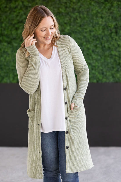 Michelle Mae Colbie Ribbed Cardigan - Pistachio