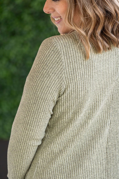 Michelle Mae Colbie Ribbed Cardigan - Pistachio