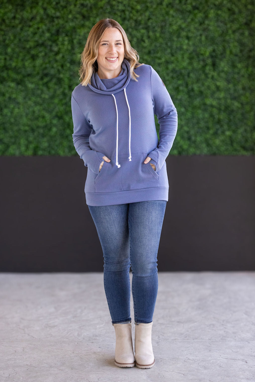 Michelle Mae Soft Funnel Neck -Blue and Pink Mix