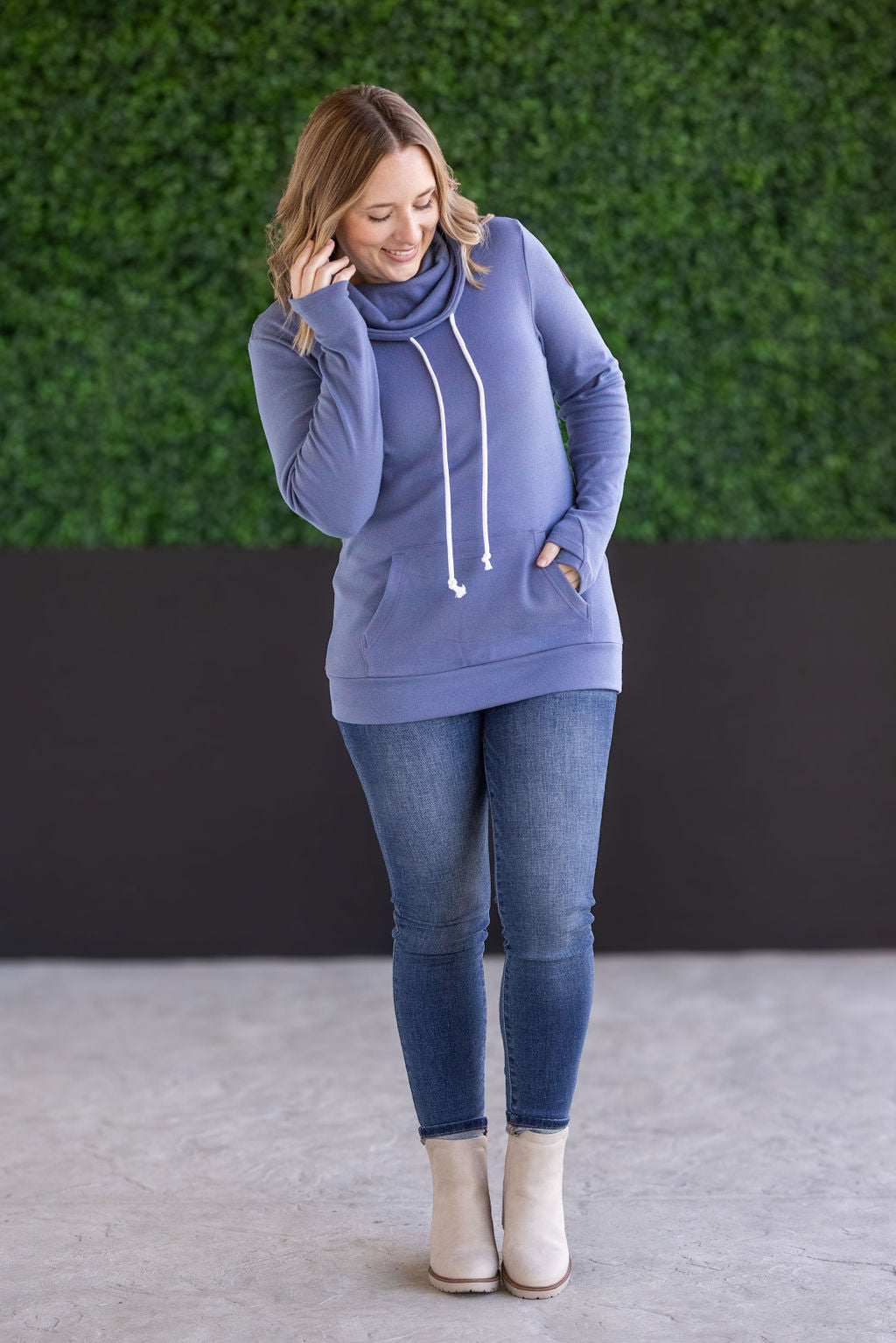 Michelle Mae Soft Funnel Neck -Blue and Pink Mix