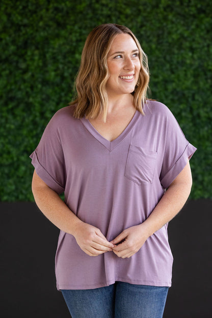 Michelle Mae Sierra Pocket Tops - Dusty Purple