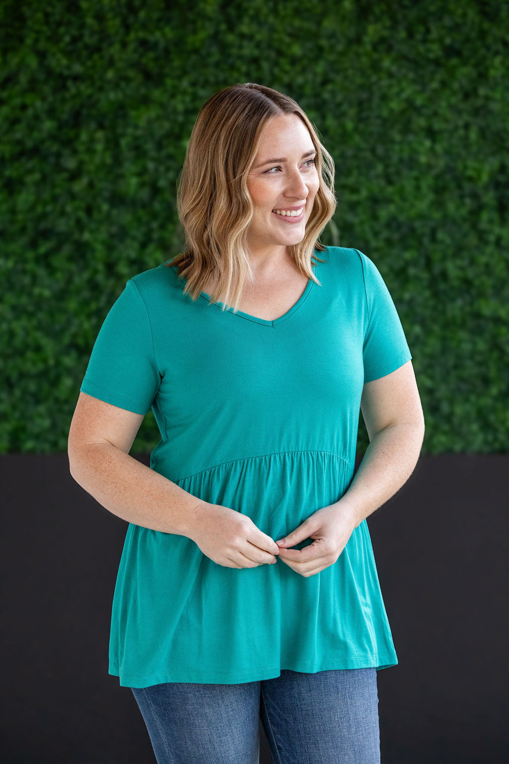 Michelle Mae Sarah Ruffle Short Sleeve - Teal