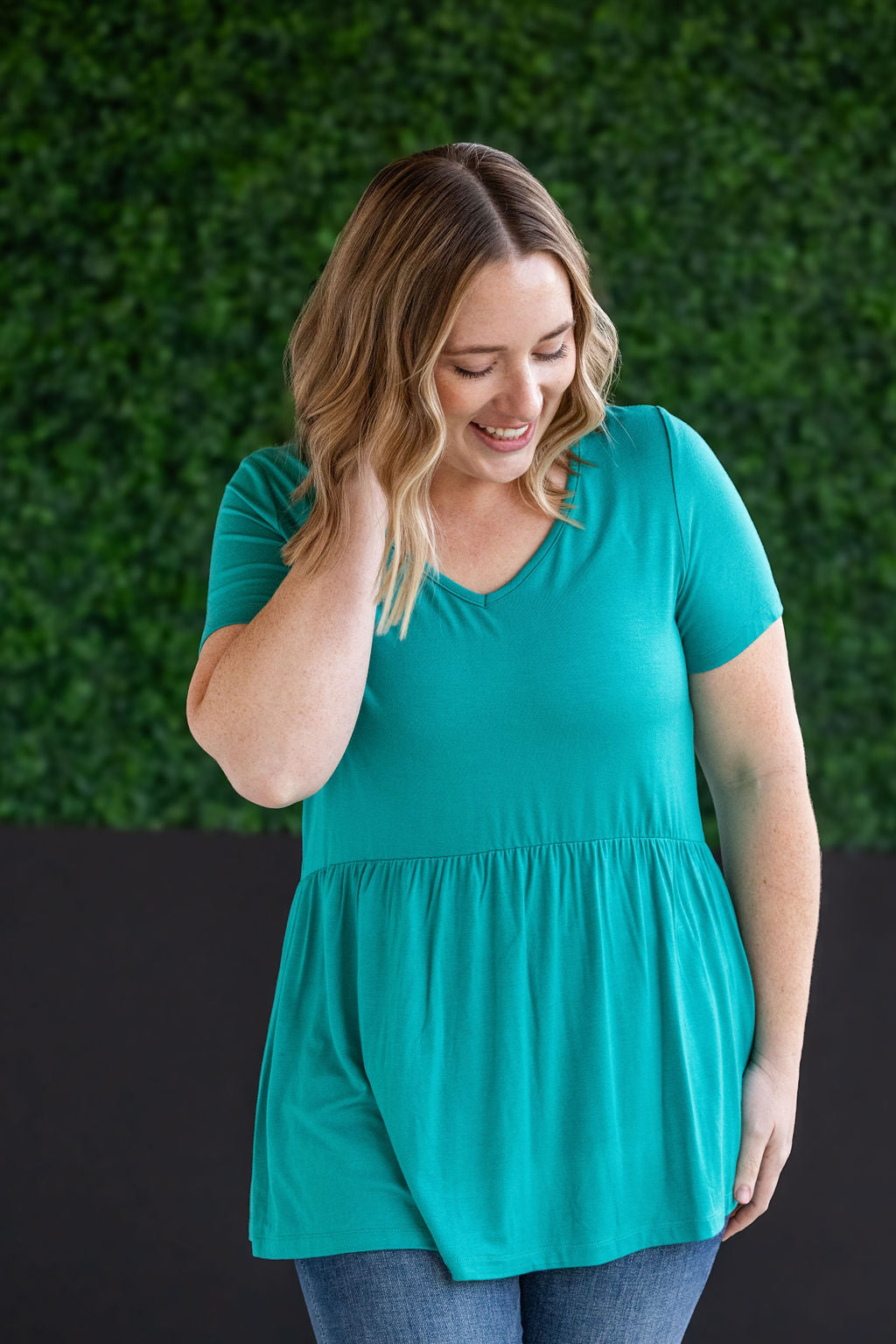 Michelle Mae Sarah Ruffle Short Sleeve - Teal