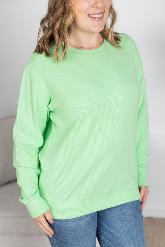 Michelle Mae Corrine Ribbed Pullover Top - Lime