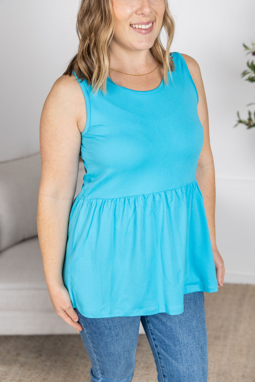 Michelle Mae Renee Ruffle Tank - Ocean Blue