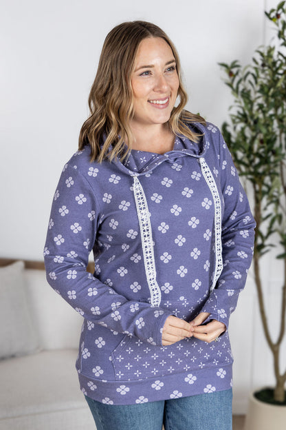 Michelle Mae Hailey Pullover Hoodie - Slate Purple Floral