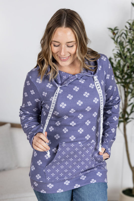 Michelle Mae Hailey Pullover Hoodie - Slate Purple Floral