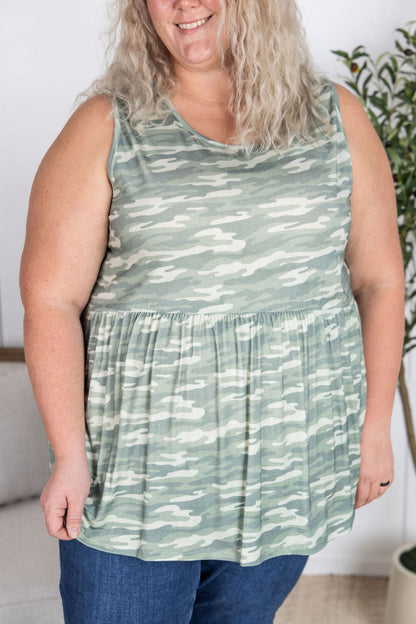 Michelle Mae Renee Ruffle Tank Top - Camo