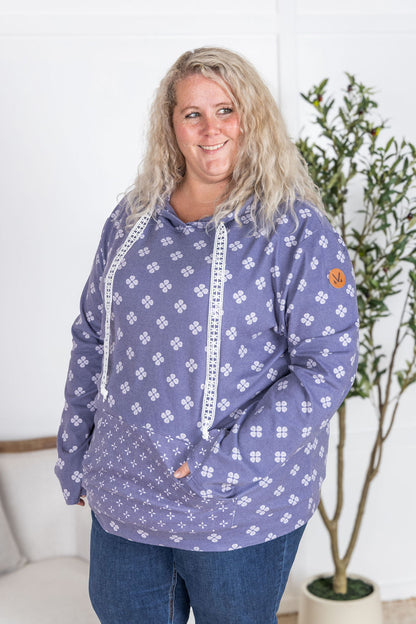 Michelle Mae Hailey Pullover Hoodie - Slate Purple Floral