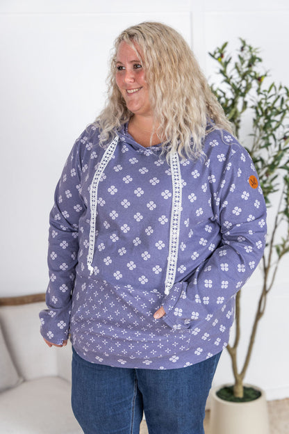 Michelle Mae Hailey Pullover Hoodie - Slate Purple Floral
