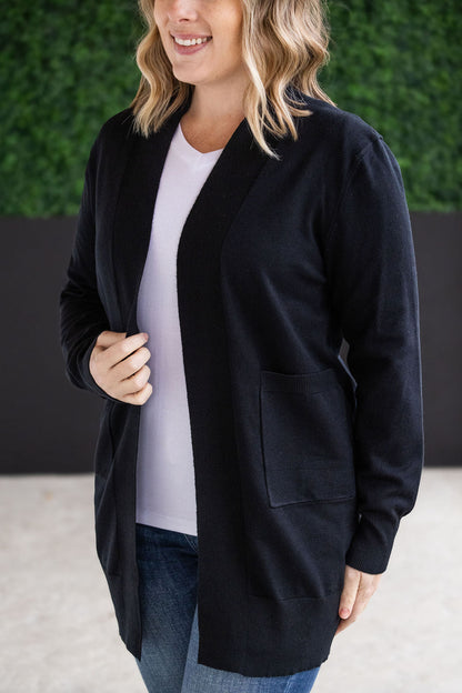 Michelle Mae High Pocket Cardigan - Black FINAL SALE