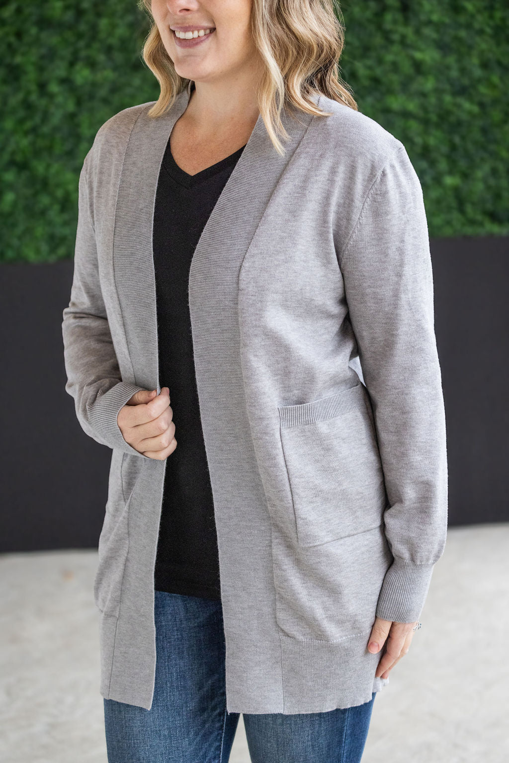 Michelle Mae High Pocket Cardigan - Grey FINAL SALE