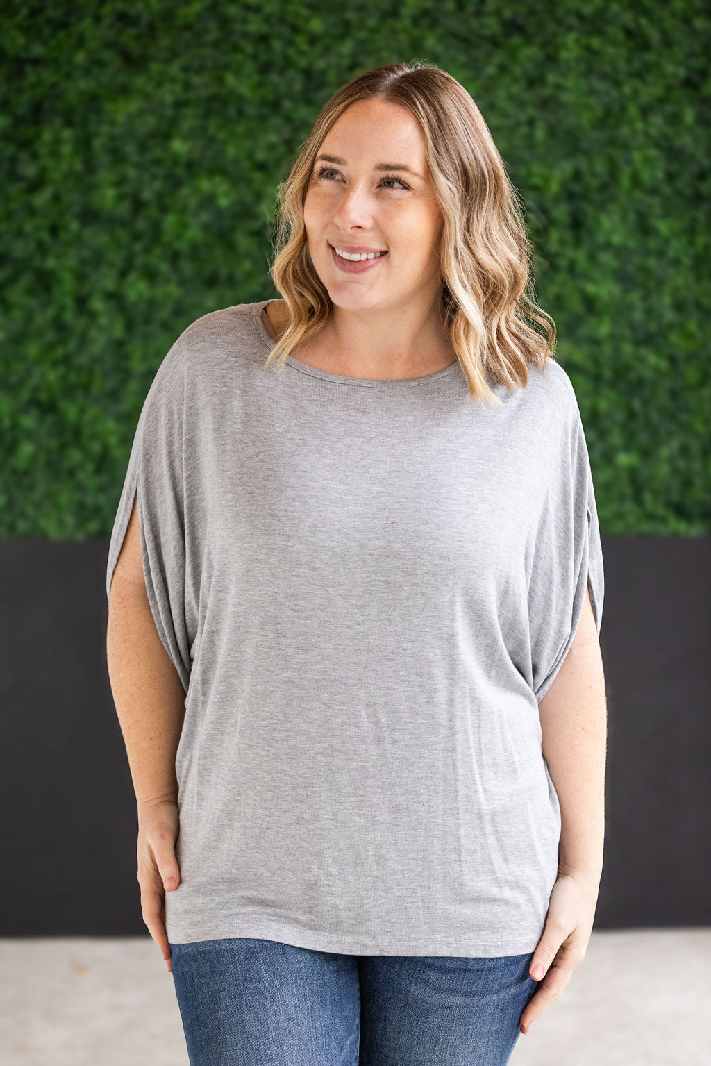 Michelle Mae Darcy Dolman Top - Light Grey