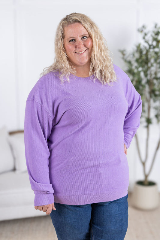 Michelle Mae Corrine Ribbed Pullover Top - Purple