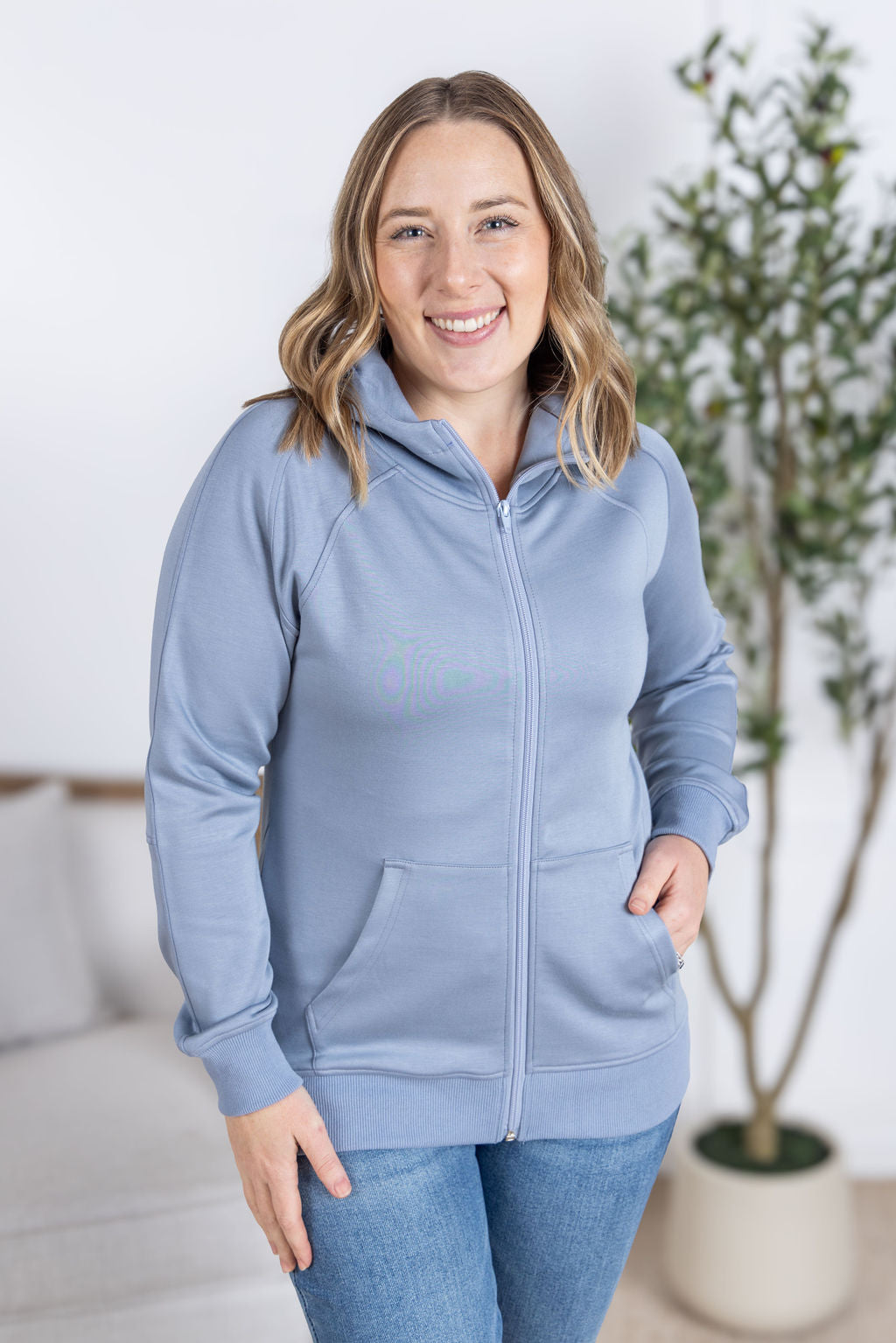 Michelle Mae Scuba Scuba FullZip Hoodie - Dusty Blue