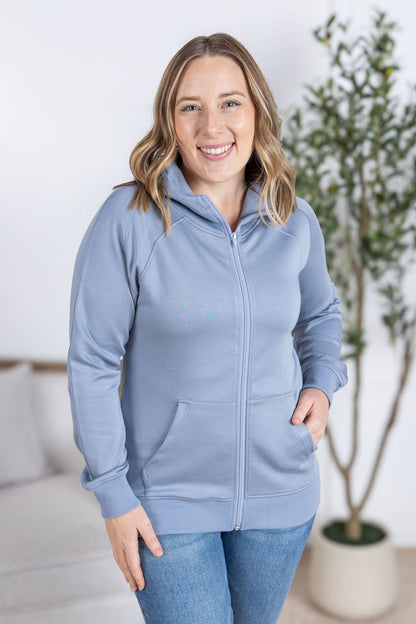 Michelle Mae Scuba Scuba FullZip Hoodie - Dusty Blue