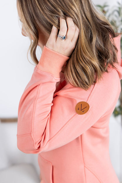 Michelle Mae Scuba HalfZip Hoodie - Coral