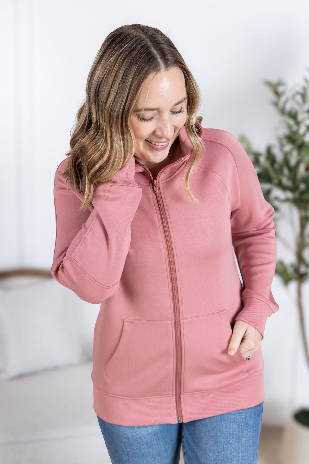 Michelle Mae Scuba Scuba FullZip Hoodie - Rose
