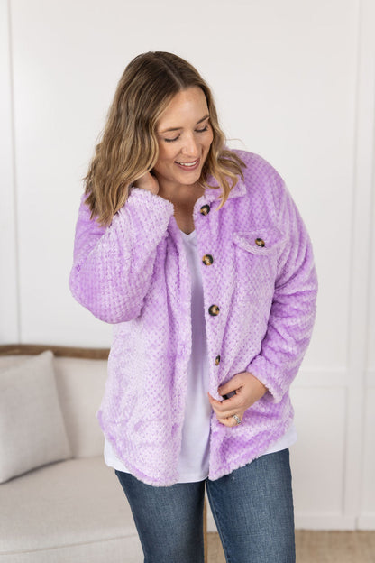 Michelle Mae Fleece Shacket - Lavender