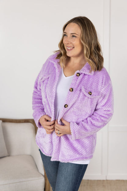 Michelle Mae Fleece Shacket - Lavender