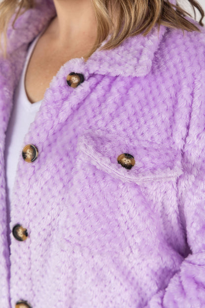 Michelle Mae Fleece Shacket - Lavender