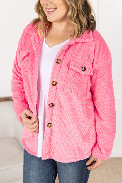 Michelle Mae Fleece Shacket - Pink