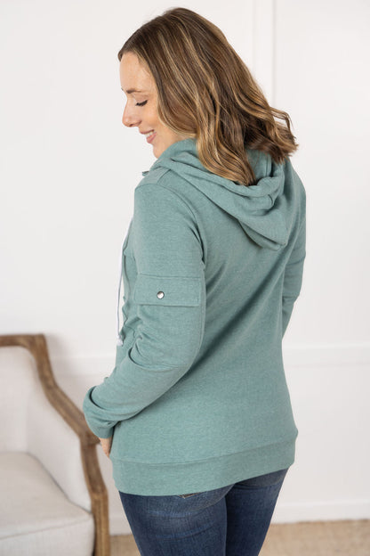 Michelle Mae Pixie Pocket Halfzip Hoodie - Sage