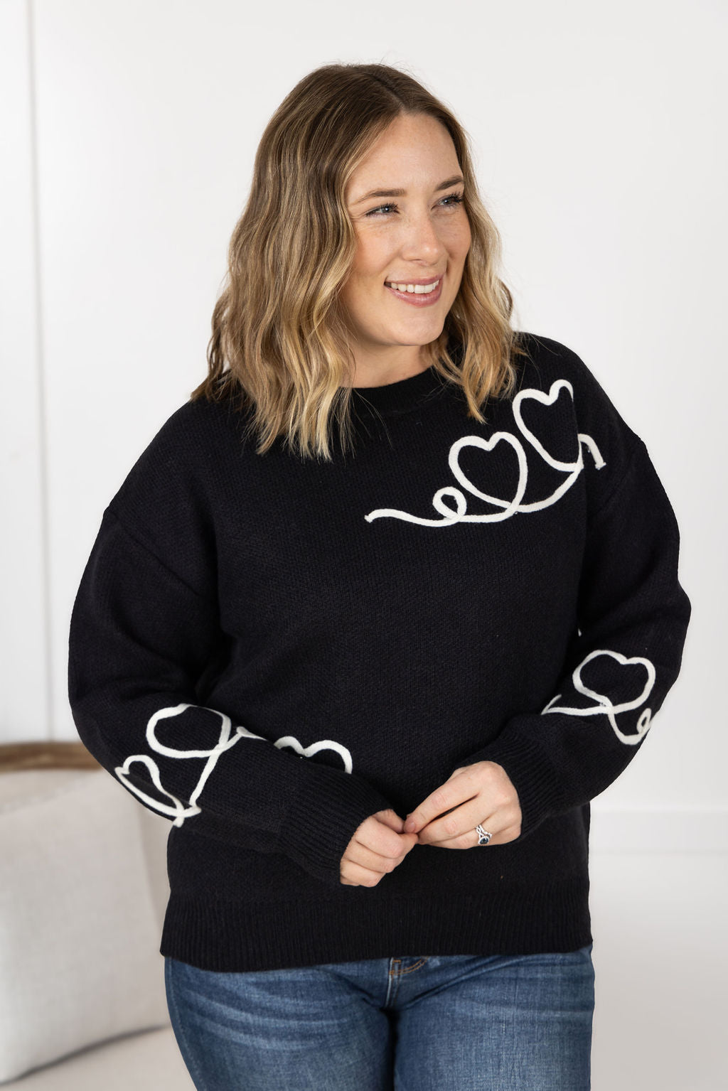 Michelle Mae Black Hearts Sweater