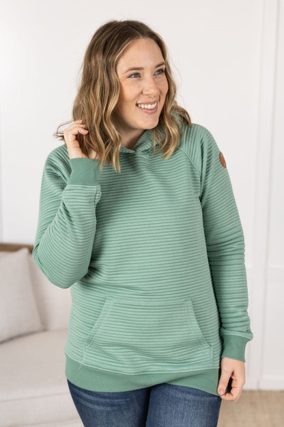 Michelle Mae Tatum Textured Pullover Hoodie - Sea Green