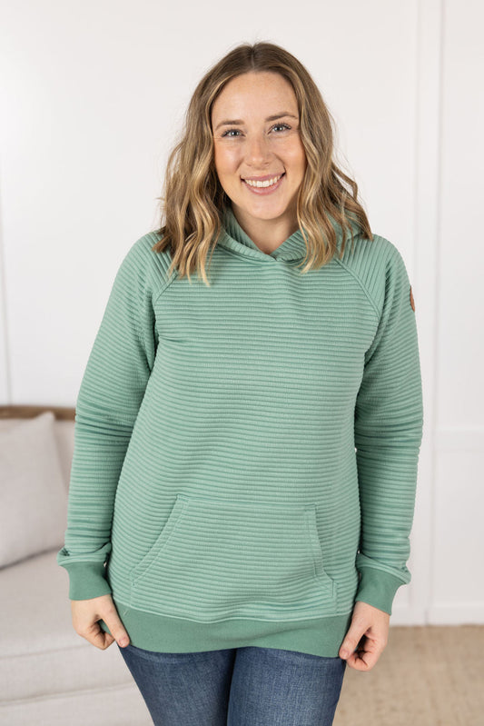 Michelle Mae Tatum Textured Pullover Hoodie - Sea Green